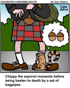 Chippy the Squirrel meets bagpipes