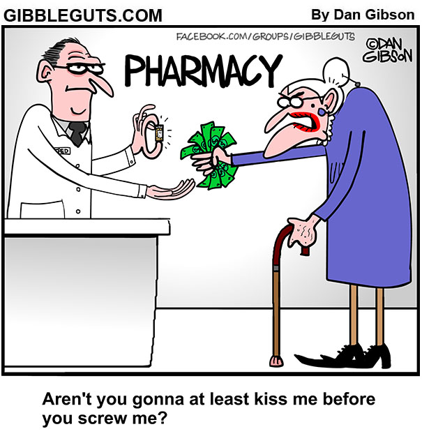 pharmacy prescription rip off cartoon