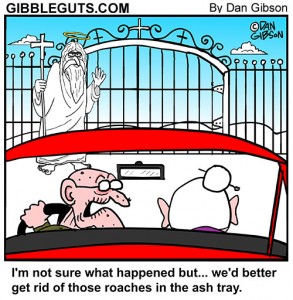 Old people at the Pearly Gates cartoon from Gibbleguts.com